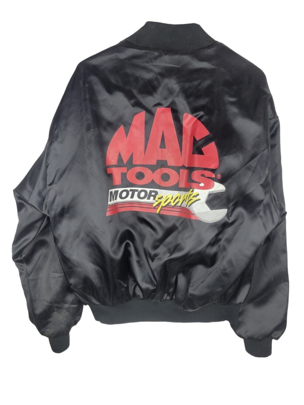 Black Jacket Nylon Mac Tools Motor Sports Size L Large Vtg Swingster USA Made
